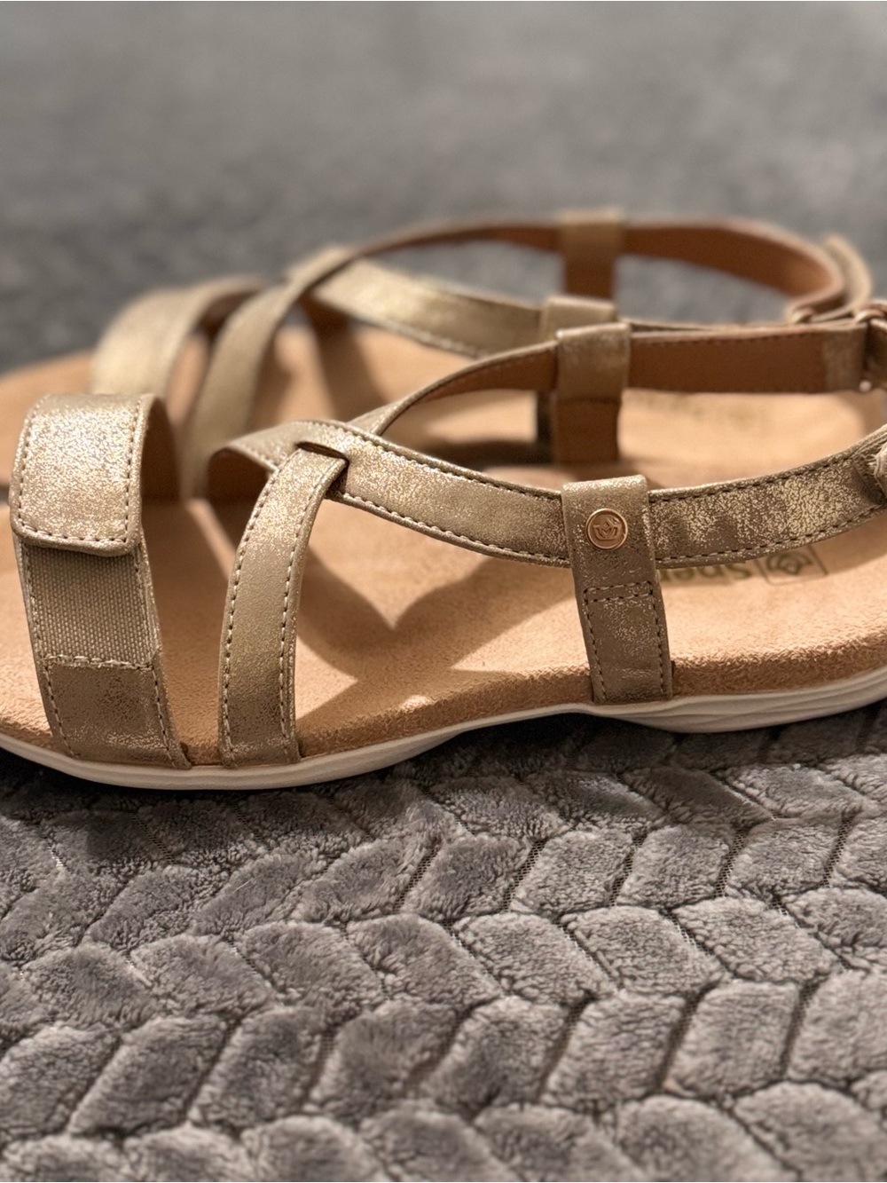 Spenco Women’s Comfort Strappy Sandal in Metallic Gold